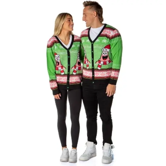 SpongeBob SquarePants Men's Patrick Star Ugly Sweater Button-Up Knit Cardigan image {2}