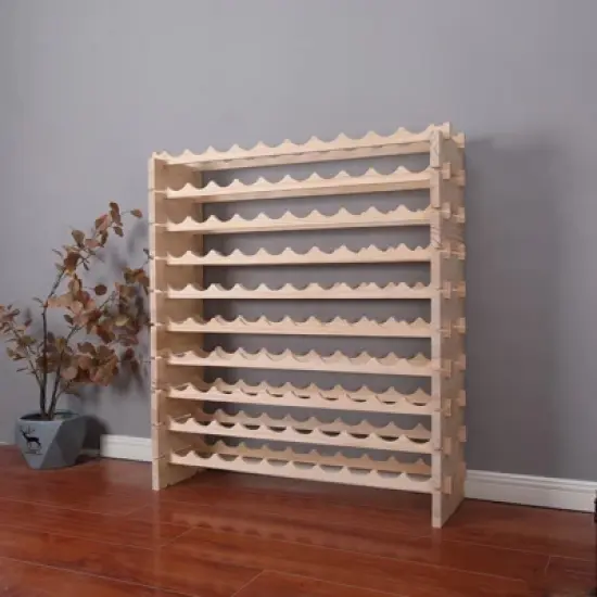 Itopfox Freestanding Wooden Wine Rack Cabinet, Stackable Storage Modular Countertop Holder for 100 Bottles image {1}