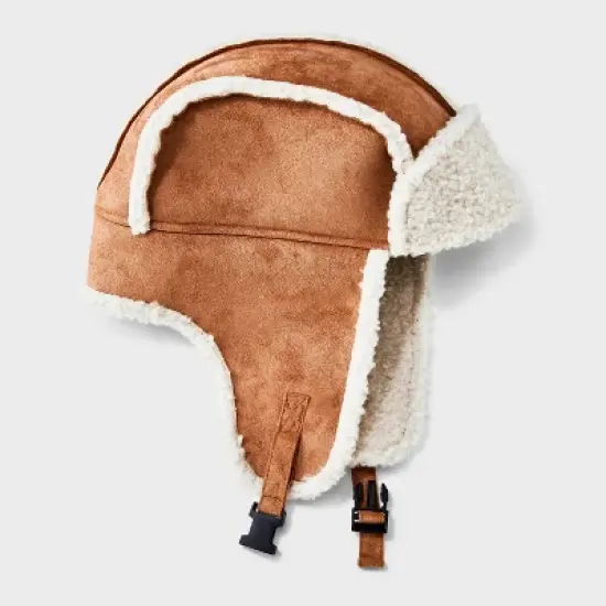 Men's Suede Faux Shearling Trapper Hat - Goodfellow & Co&trade; Tan image {2}