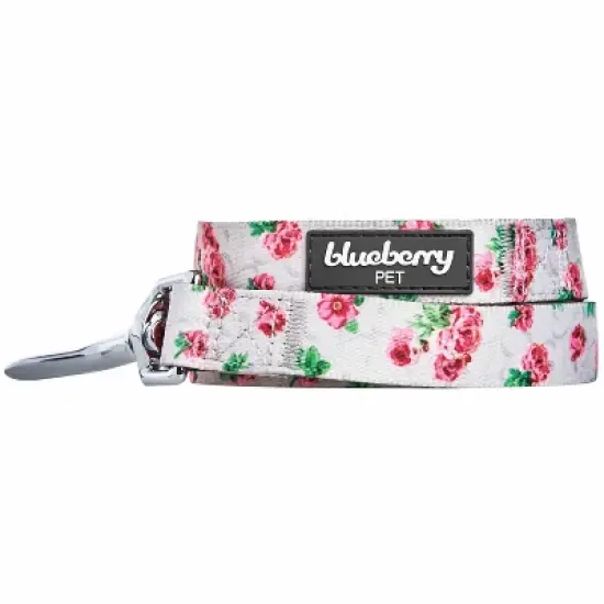 Blueberry Pet Durable Scent Inspired Rose Blossom Floral Print Dog Leash - Gray image {1}