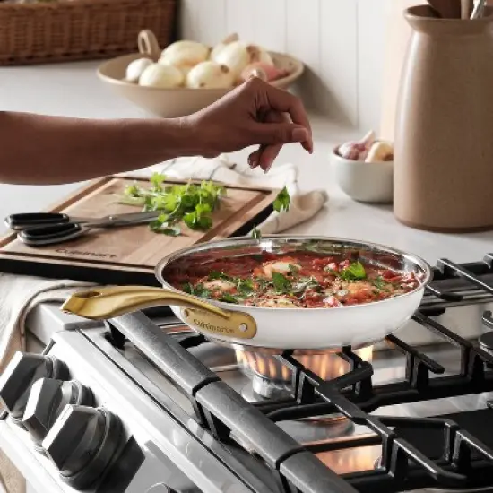 Cuisinart Classic 8pc Stainless Steel Cookware Set with Brushed Gold Handles Matte White: Induction & Oven Safe Pans image {5}