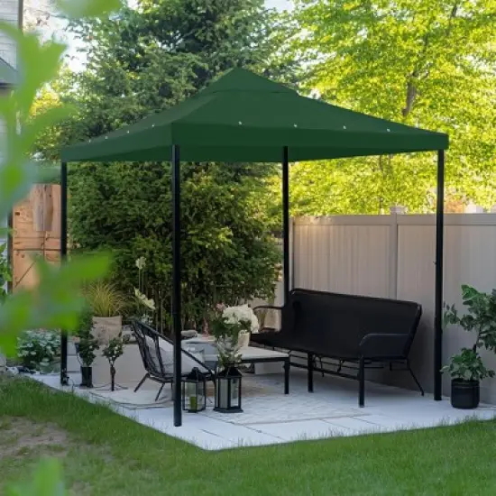 Yescom 10x10Ft Gazebo Top Replacement for beach cabanas for 1 Tier Outdoor Canopy Cover Patio Garden Yard Party Green image {8}