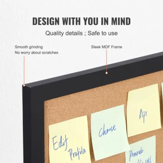 VEVOR Cork Board, 36x24 inches Bulletin Board with MDF Sticker Frame, Vision Board Includes 10 Pushpins, for Display and Decoration in Office Home image {5}