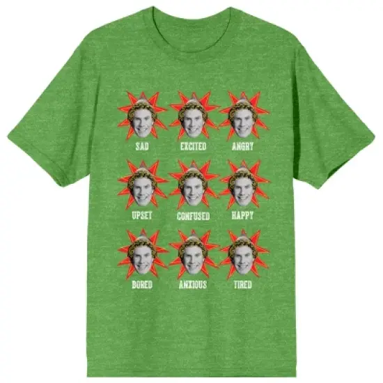 Elf Buddy Mood Faces Crew Neck Short Sleeve Green Heather Women's T-shirt image {6}
