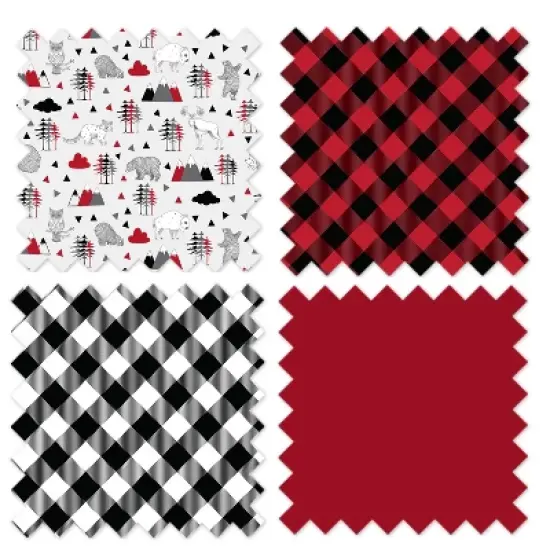 Bacati - Lumberjack Red/Black/Gray Boys Cotton Long Crib Rail Guard Cover image {3}
