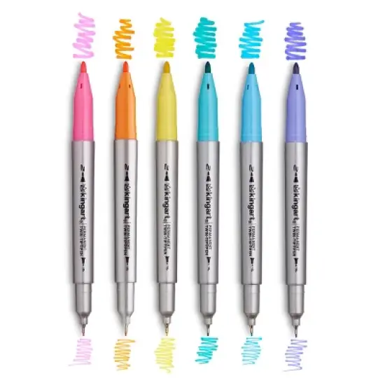 KINGART Permanent Twin-Tip Pens 6 Colors image {8}