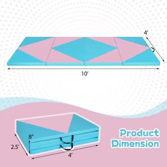 Costway Gymnastics Gym Mat 4-Panel Folding Lightweight Gymnastics Tumbling Mat with Hook Navy/Blue/Purple/Pink image {2}