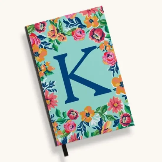 Personalization Mall Flowery Initial Journal, Blue Aqua image {15}