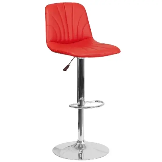 Flash Furniture Contemporary Vinyl Adjustable Height Barstool with Embellished Stitch Design and Chrome Base image {10}