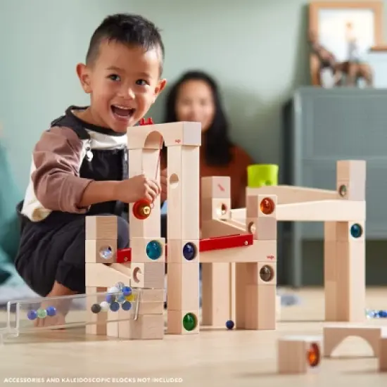 HABA Ball Track Large Basic Set - 42 Piece Wooden Marble Run for Beginner to Expert Architects(Made in Germany) image {3}