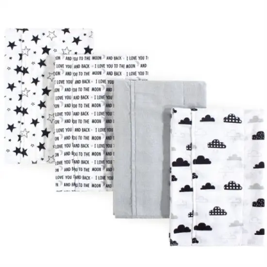 Hudson Baby Infant Cotton Flannel Burp Cloths 4pk, Moon And Back, One Size image {1}