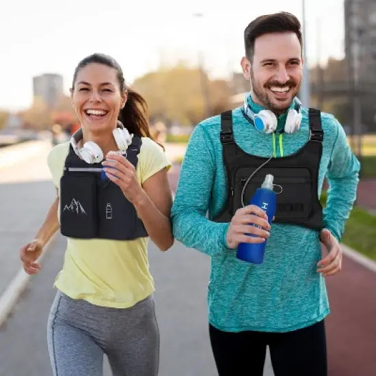 Chest Pack Running Vest with Hydration Bottle Holder, Reflective Lightweight Sports Chest Bag for Men Women Jogging Cycling Hiking image {1}