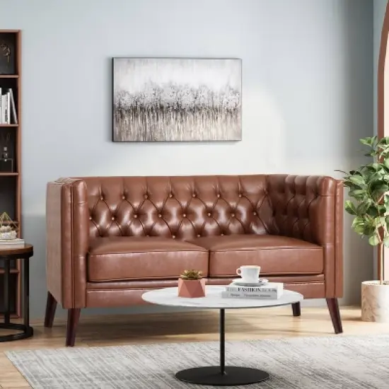 Holasek Contemporary Upholstered Tufted Loveseat - Christopher Knight Home image {1}