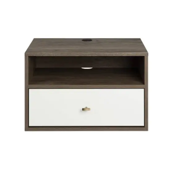 Floating 1 Drawer Nightstand with Open Shelf - Prepac image {17}