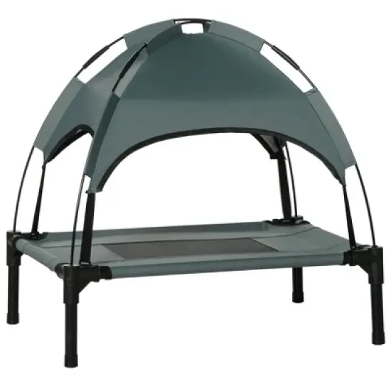 PawHut Elevated Portable Dog Cot Cooling Pet Bed With UV Protection Canopy Shade image {6}
