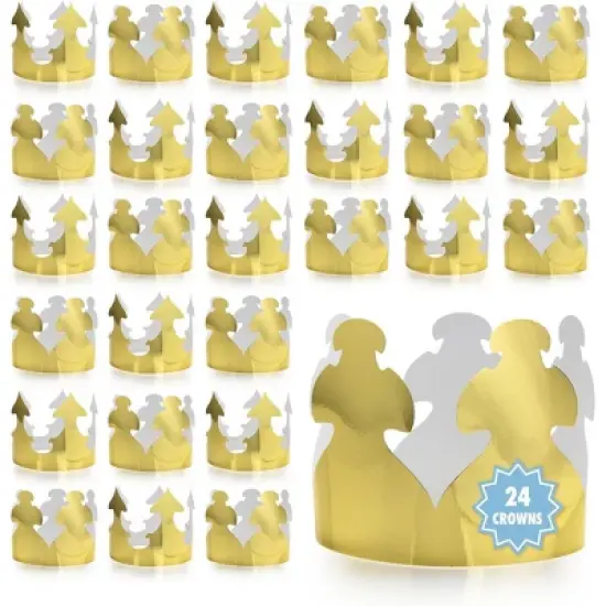 Hygloss&reg; Bright Gold Tag Crowns, Pack of 24 image {1}