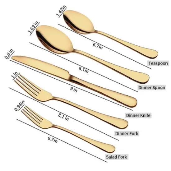 Itopfox 20-Piece Gold Flatware Set, Stainless Steel Cutlery Kitchen Utensil Set, Tableware Service for 4, Includes Dinner Knives, Forks, Spoons image {2}