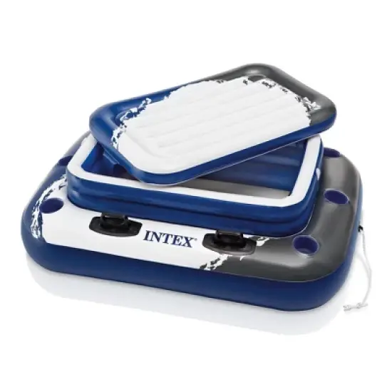 Intex Inflatable Mega Chill II 72 Can Cooler Float & 1 Person Floating Raft image {1}