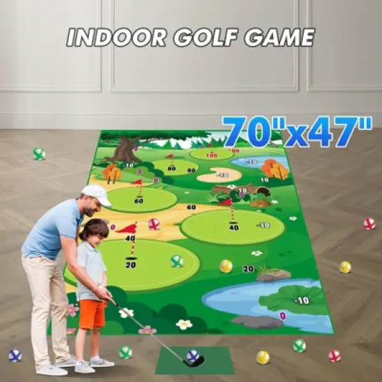 Vatos Outdoor Golf Chipping Game Mat with Club, Toy Sports Equipment Stick Chip Game image {1}