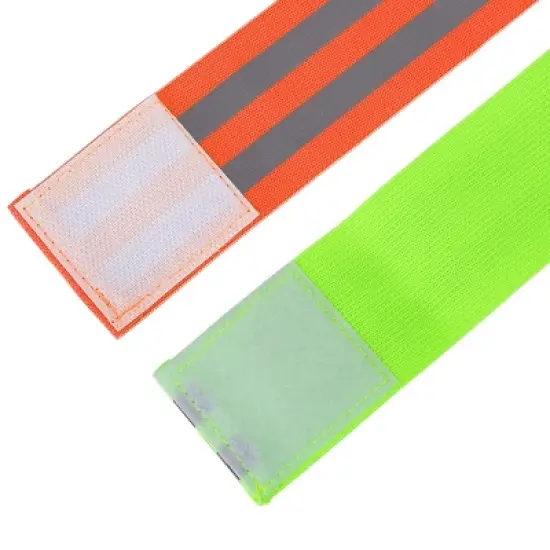 Unique Bargains Wrist Ankle High Visibility Reflective Bands Orange Green 4 Pcs image {6}
