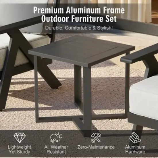 YARDSIGHT 3-Piece Patio Furniture Set, Aluminum Outdoor Bistro Set with 2 Armchairs & Side Table, Weather-Resistant Cushions for Balcony, Deck, Porch image {3}