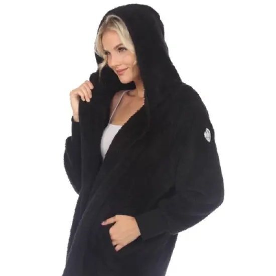 Maternity Plush Hooded Cardigan with Pockets image {4}