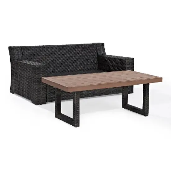 Beaufort 2pc Outdoor Wicker Chat Set - Mist - Crosley image {6}
