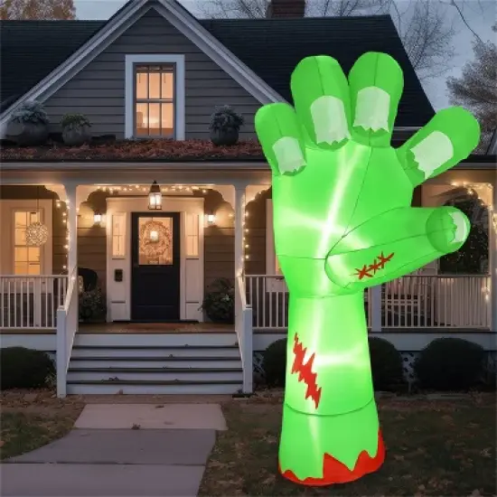 Joyfy 9 FT Long Halloween Inflatables Outdoor Decoration, Giant Zombie Arm Inflatable with Built-in LEDs for Halloween Yard Lawn Garden Decoration image {4}