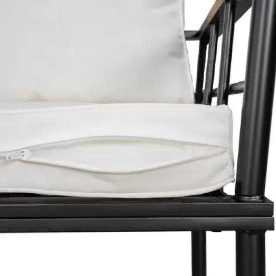 Whisen Iron Outdoor Dining Set with Acacia Wood Armrest Suitable For Patio, Balcony Or Backyard image {10}