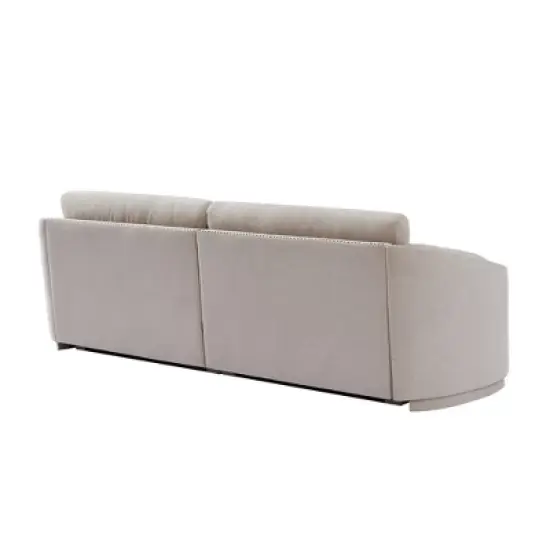 Stylish Sofa with Semilunar Arm, Rivet Detailing, and Solid Frame-ModernLuxe image {6}