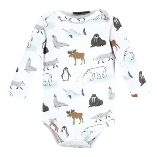 Hudson Baby Unisex Baby Cotton Long-Sleeve Bodysuits, Arctic Animals image {3}