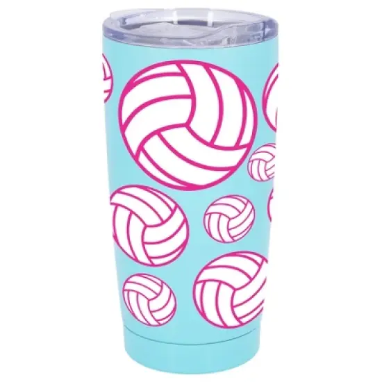 100 North 20 Ounce Stainless Steel On the Go Travel Tumbler With Push Top Lid, Volleyball Teal image {5}