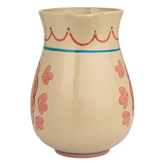 Storied Home Floral Stoneware Pitcher with Handle, Multicolor image {5}