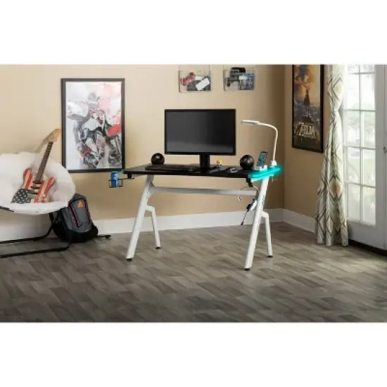 Icon PC Gaming Desk with Built-in Charging Station and LED Lights Black - SD Gaming image {27}