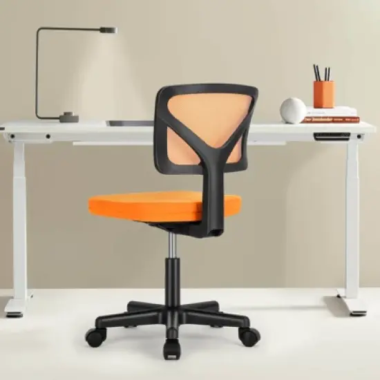 Armless Mesh Office Chair with Adjustable Height and Lumbar Support, Swivel Rolling Computer Desk Chair for Small Spaces image {7}