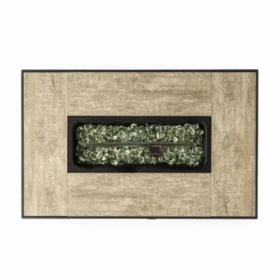 Christopher Knight Home Nathan Modern 50000BTU Steel and PE Rattan Rectangle Propane Fire Pit Table with Tank Holder image {4}