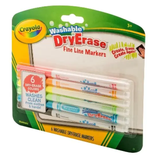 Crayola Washable Dry-Erase Fine Line Markers 6/BX Ast 985906 image {4}