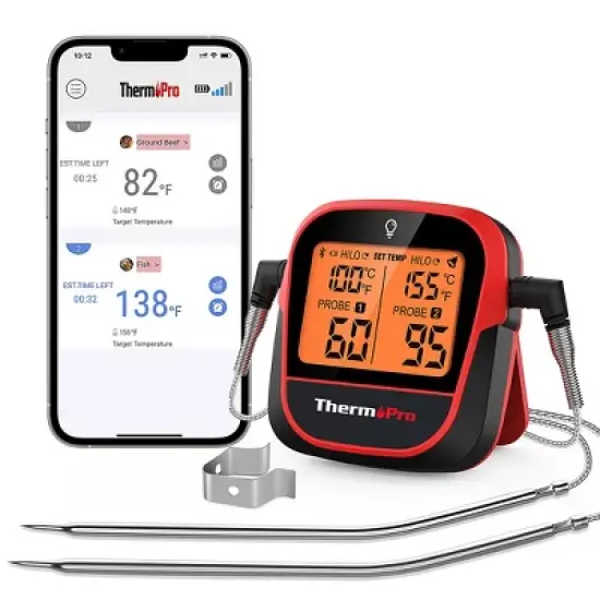 ThermoPro TP901W 350FT Wireless Meat Thermometer Digital, Smart Bluetooth Meat Thermometer for Cooking Grilling and Smoking image {7}