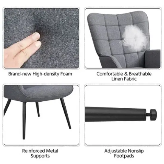 Yaheetech Accent Chair and Ottoman Set Arm Chair with Foot Rest for Living Room Gray image {4}
