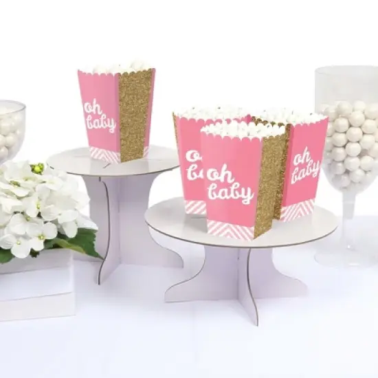 Big Dot of Happiness Hello Little One - Pink and Gold - Girl Baby Shower Favor Popcorn Treat Boxes - Set of 12 image {2}