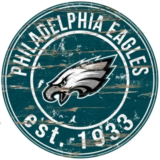 NFL Fan Creations Round Distressed Sign image {11}