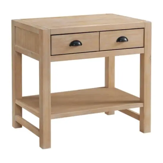 Arden 2 Drawer Wood Nightstand with Open Shelf Light Driftwood - Alaterre Furniture image {2}