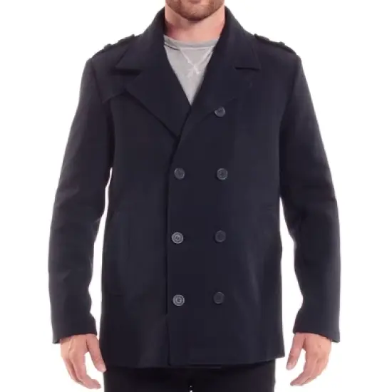 Alpine Swiss Jake Mens Wool Pea Coat Double Breasted Peacoat Jacket image {8}