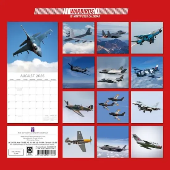 2026 Square Wall Calendar, Warbirds, 16-Month Transport Theme with 180 Reminder Stickers (12x12 In) image {3}