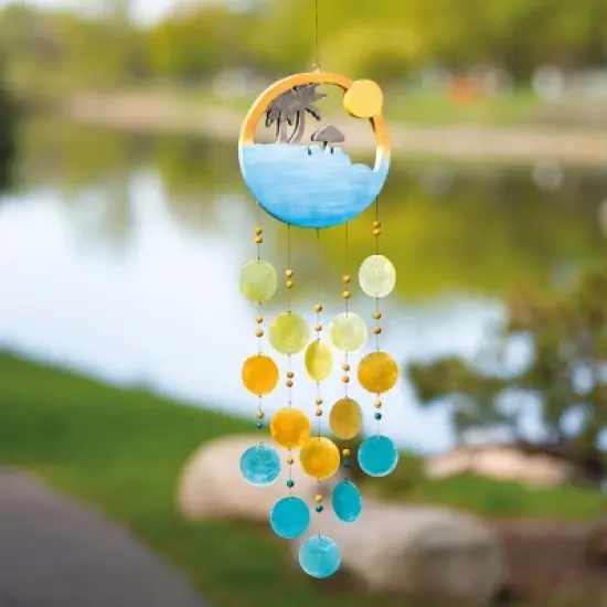 Woodstock Wind Chimes Asli Arts Collection, Sunset Beach Capiz Chime, 30'', Multicolor Wind Chime CSBC image {1}