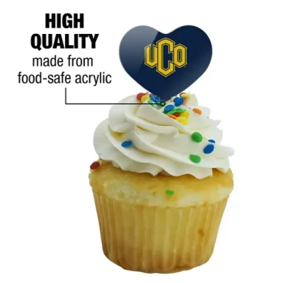 Central Oklahoma Primary Logo Heart Love Cupcake Picks Toppers Decoration Set of 6 image {2}
