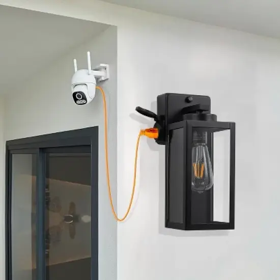 C Cattleya 2-Pack 12.5in. Dusk to Dawn Outdoor Wall Lantern Sconce with Built-in Outlet image {2}