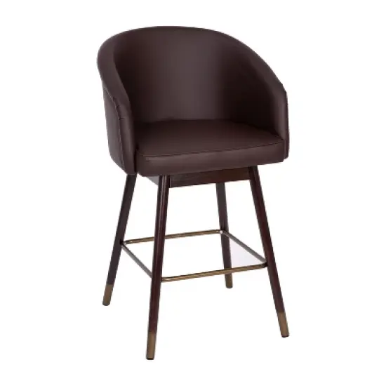 Merrick Lane Modern Wood Frame Stool with Metallic Accents image {11}