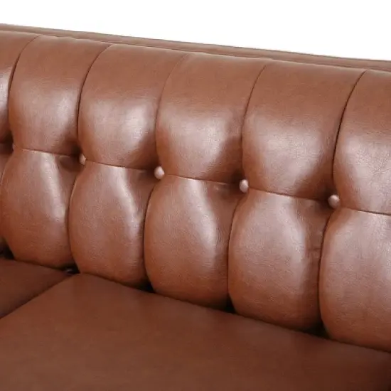 Pondway Contemporary Faux Leather Tufted 3 Seater Sofa - Christopher Knight Home image {7}
