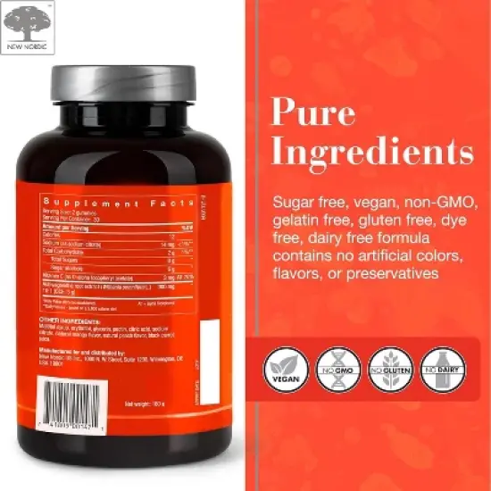 NEW NORDIC Ashwagandha Vegan Gummies - 300 mg Ashwagandha Root Extract , Sugar Free - Adaptogens for Men & Women - Delicious Mango Peach - 60 Gummies image {6}